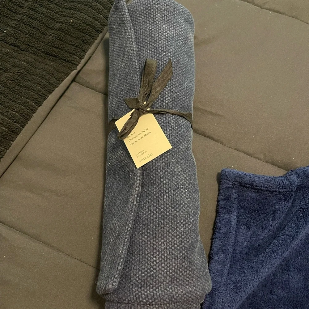 NWT WEST ELM textured canvas cotton runner